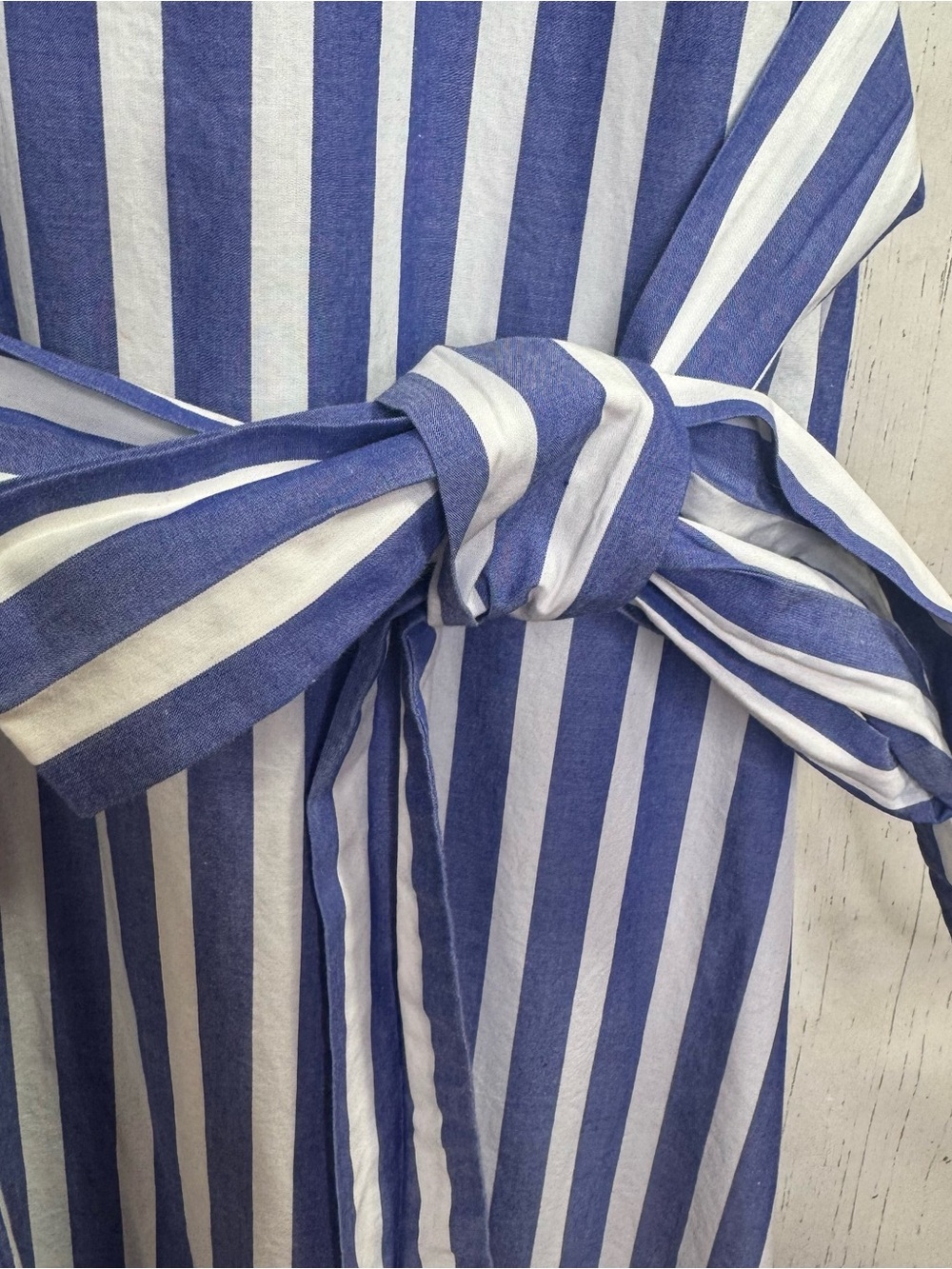 J.Crew Blue White Stripe Cotton Poplin Maxi Dress Belted Coastal Preppy Nautical - Picture 7 of 16
